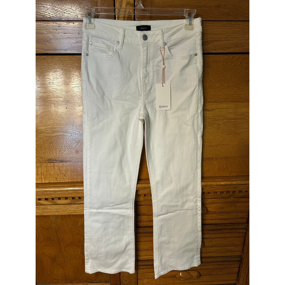 Quince Bella Old Money Chic White High Rise‎ Flare Jeans Stretch Denim Pants NWT